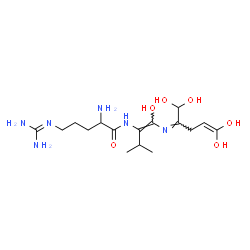 ChemSpider 2D Image | N~5~-(Diaminomethylene)-N-{(1Z)-1-hydroxy-3-methyl-1-[(Z)-(1,1,5,5-tetrahydroxy-4-penten-2-ylidene)amino]-1-buten-2-yl}ornithinamide | C16H30N6O6