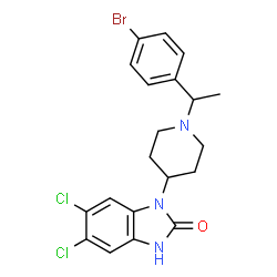 ChemSpider 2D Image | 1-{1-[1-(4-Bromophenyl)ethyl]-4-piperidinyl}-5,6-dichloro-1,3-dihydro-2H-benzimidazol-2-one | C20H20BrCl2N3O