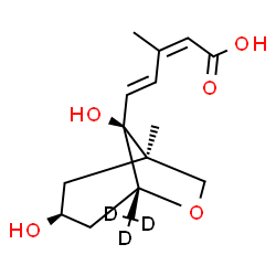 ChemSpider 2D Image | (2Z,4E)-5-[(1R,3S,5R,8S)-3,8-Dihydroxy-1-methyl-5-(~2~H_3_)methyl-6-oxabicyclo[3.2.1]oct-8-yl]-3-methyl-2,4-pentadienoic acid | C15H19D3O5
