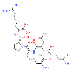 ChemSpider 2D Image | 2-{(4Z,6E,12Z)-13-Amino-10-[(2Z)-3-amino-3-hydroxy-2-propen-1-yl]-4-[{(2Z)-2-[({5-[(diaminomethylene)amino]-1,1-dihydroxy-1-penten-2-yl}amino)(hydroxy)methylene]-1-pyrrolidinyl}(hydroxy)methylene]-6,9
,12-trihydroxy-1,2-dithia-5,8,11-triazacyclotetradeca-6,9,12-trien-7-yl}acetamide | C26H43N11O9S2