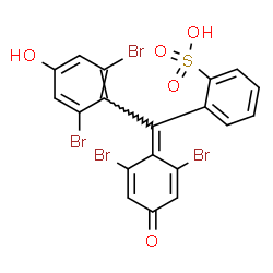 ChemSpider 2D Image | 2-[(2,6-Dibromo-4-hydroxyphenyl)(2,6-dibromo-4-oxo-2,5-cyclohexadien-1-ylidene)methyl]benzenesulfonic acid | C19H10Br4O5S