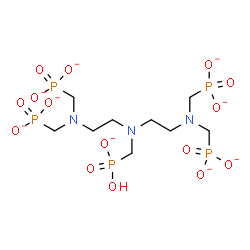 ChemSpider 2D Image | ({[(Hydroxyphosphinato)methyl]imino}bis[2,1-ethanediylnitrilobis(methylene)])tetrakis(phosphonate) | C9H19N3O15P5