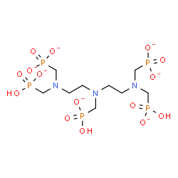 ChemSpider 2D Image | {10-Hydroxy-2,5-bis[(hydroxyphosphinato)methyl]-10,10-dioxido-8-(phosphonatomethyl)-2,5,8-triaza-10lambda~5~-phosphadec-1-yl}phosphonate | C9H21N3O15P5