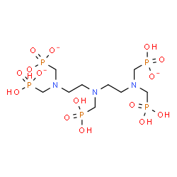 ChemSpider 2D Image | Hydrogen {10,10-dihydroxy-2,8-bis[(hydroxyphosphinato)methyl]-10-oxido-5-(phosphonomethyl)-2,5,8-triaza-10lambda~5~-phosphadec-1-yl}phosphonate | C9H25N3O15P5