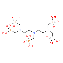 ChemSpider 2D Image | Hydrogen {10,10-dihydroxy-8-[(hydroxyphosphinato)methyl]-10-oxido-2,5-bis(phosphonomethyl)-2,5,8-triaza-10lambda~5~-phosphadec-1-yl}phosphonate | C9H26N3O15P5