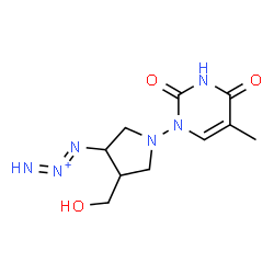 ChemSpider 2D Image | 1-[4-(Hydroxymethyl)-1-(5-methyl-2,4-dioxo-3,4-dihydro-1(2H)-pyrimidinyl)-3-pyrrolidinyl]-1,2-triazadien-2-ium | C10H15N6O3
