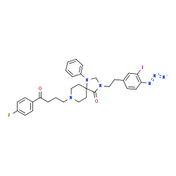 ChemSpider 2D Image | 3-[2-(4-Azido-3-iodophenyl)ethyl]-8-[4-(4-fluorophenyl)-4-oxobutyl]-1-phenyl-1,3,8-triazaspiro[4.5]decan-4-one | C31H32FIN6O2