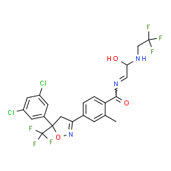 ChemSpider 2D Image | 4-[5-(3,5-Dichlorophenyl)-5-(trifluoromethyl)-4,5-dihydro-1,2-oxazol-3-yl]-N-{(1E)-2-hydroxy-2-[(2,2,2-trifluoroethyl)amino]ethylidene}-2-methylbenzamide | C22H17Cl2F6N3O3