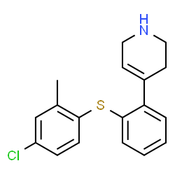 ChemSpider 2D Image | 4-{2-[(4-Chloro-2-methylphenyl)sulfanyl]phenyl}-1,2,3,6-tetrahydropyridine | C18H18ClNS