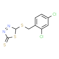 ChemSpider 2D Image | 5-[(2,4-Dichlorobenzyl)sulfanyl]-1,3,4-thiadiazole-2(5H)-thione | C9H6Cl2N2S3