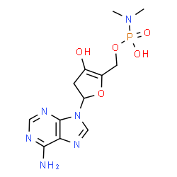 ChemSpider 2D Image | [5-(6-Amino-9H-purin-9-yl)-3-hydroxy-4,5-dihydro-2-furanyl]methyl hydrogen dimethylphosphoramidate | C12H17N6O5P