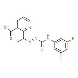 ChemSpider 2D Image | 2-(1-{(E)-[(3,5-Difluorophenyl)carbamoyl]diazenyl}ethyl)nicotinate | C15H11F2N4O3