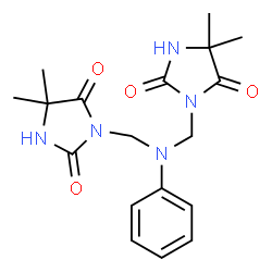 ChemSpider 2D Image | 3,3'-[(Phenylimino)bis(methylene)]bis(5,5-dimethyl-2,4-imidazolidinedione) | C18H23N5O4