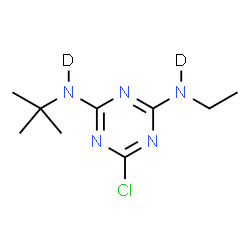 ChemSpider 2D Image | 6-Chloro-N-ethyl-N'-(2-methyl-2-propanyl)-1,3,5-triazine-2,4-(~2~H_2_)diamine | C9H14D2ClN5