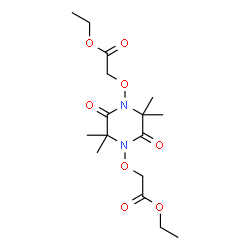 ChemSpider 2D Image | Diethyl 2,2'-[(2,2,5,5-tetramethyl-3,6-dioxo-1,4-piperazinediyl)bis(oxy)]diacetate | C16H26N2O8