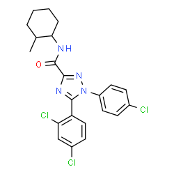 ChemSpider 2D Image | 1-(4-Chlorophenyl)-5-(2,4-dichlorophenyl)-N-(2-methylcyclohexyl)-1H-1,2,4-triazole-3-carboxamide | C22H21Cl3N4O