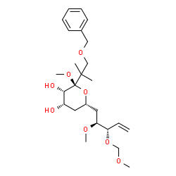 ChemSpider 2D Image | Methyl (5S)-1-C-[1-(benzyloxy)-2-methyl-2-propanyl]-4-deoxy-5-[(2S,3S)-2-methoxy-3-(methoxymethoxy)-4-penten-1-yl]-beta-L-erythro-pentopyranoside | C25H40O8