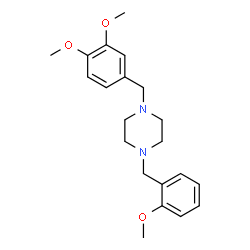 ChemSpider 2D Image | 1-(3,4-Dimethoxybenzyl)-4-(2-methoxybenzyl)piperazine | C21H28N2O3