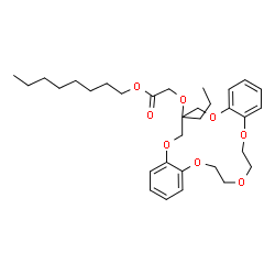ChemSpider 2D Image | Octyl [(18-propyl-6,7,9,10,18,19-hexahydro-17H-dibenzo[b,k][1,4,7,10,13]pentaoxacyclohexadecin-18-yl)oxy]acetate | C32H46O8