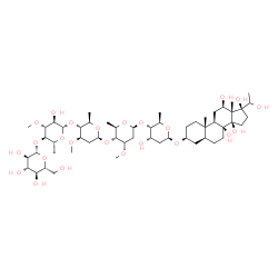 ChemSpider 2D Image | (3beta,5alpha,12beta,14beta,17alpha)-8,12,14,17,20-Pentahydroxypregnan-3-yl beta-D-glucopyranosyl-(1->4)-6-deoxy-3-O-methyl-beta-D-glucopyranosyl-(1->4)-2,6-dideoxy-3-O-methyl-beta-D-arabino-hexopyran
osyl-(1->4)-2,6-dideoxy-3-O-methyl-beta-D-ribo-hexopyranosyl-(1->4)-2,6-dideoxy-beta-D-ribo-hexopyranoside | C54H92O24