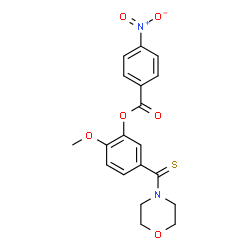 ChemSpider 2D Image | 2-Methoxy-5-(4-morpholinylcarbonothioyl)phenyl 4-nitrobenzoate | C19H18N2O6S