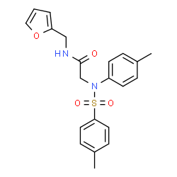 ChemSpider 2D Image | N-(2-Furylmethyl)-N~2~-(4-methylphenyl)-N~2~-[(4-methylphenyl)sulfonyl]glycinamide | C21H22N2O4S