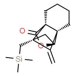 ChemSpider 2D Image | (1S,3S,5S,8S)-2-Methylene-3-[(trimethylsilyl)methyl]-6-oxatetracyclo[6.4.0.0~1,5~.0~3,8~]dodecan-7-one | C16H24O2Si