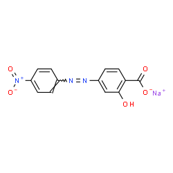 ChemSpider 2D Image | Sodium 2-hydroxy-4-[(4-nitrophenyl)diazenyl]benzoate | C13H8N3NaO5