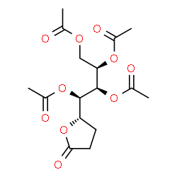 ChemSpider 2D Image | (1R,2R,3R)-3,4-Diacetoxy-1-[(2S)-5-oxotetrahydro-2-furanyl]-1,2-butanediyl diacetate | C16H22O10