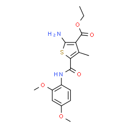 ChemSpider 2D Image | Ethyl 2-amino-5-[(2,4-dimethoxyphenyl)carbamoyl]-4-methyl-3-thiophenecarboxylate | C17H20N2O5S