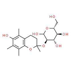 ChemSpider 2D Image | 2-O-(6-Hydroxy-2,5,7,8-tetramethyl-3,4-dihydro-2H-chromen-2-yl)-D-glucopyranose | C19H28O8