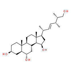 ChemSpider 2D Image | (3beta,5alpha,6alpha,15beta,22E,24R,25S)-Ergost-22-ene-3,6,15,26-tetrol | C28H48O4