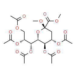 ChemSpider 2D Image | Dimethyl (6R)-4,5-di-O-acetyl-3-deoxy-6-[(1R,2R)-1,2,3-triacetoxypropyl]-alpha-L-threo-hex-2-ulopyranosidonate | C21H30O14