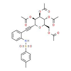 ChemSpider 2D Image | (1R)-2,3,4,6-Tetra-O-acetyl-1,5-anhydro-1-[(2-{[(4-methylphenyl)sulfonyl]amino}phenyl)ethynyl]-D-mannitol | C29H31NO11S