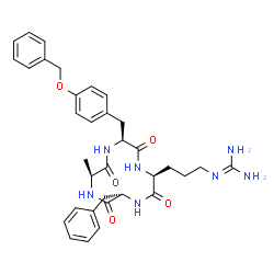 ChemSpider 2D Image | Cyclo[L-alanyl-O-benzyl-L-tyrosyl-N~5~-(diaminomethylene)-L-ornithyl-L-phenylalanyl] | C34H41N7O5