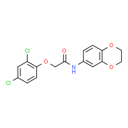 ChemSpider 2D Image | 2-(2,4-Dichlorophenoxy)-N-(2,3-dihydro-1,4-benzodioxin-6-yl)acetamide | C16H13Cl2NO4