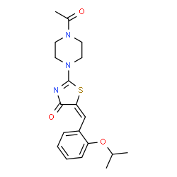 ChemSpider 2D Image | 2-(4-Acetyl-piperazin-1-yl)-5-(2-isopropoxy-benzylidene)-thiazol-4-one | C19H23N3O3S
