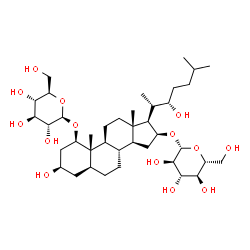 ChemSpider 2D Image | (1beta,3beta,5alpha,16beta,22S)-1-(beta-D-Glucopyranosyloxy)-3,22-dihydroxycholestan-16-yl beta-D-glucopyranoside | C39H68O14