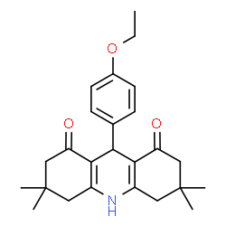 ChemSpider 2D Image | 9-(4-Ethoxyphenyl)-3,3,6,6-tetramethyl-3,4,6,7,9,10-hexahydro-1,8(2H,5H)-acridinedione | C25H31NO3