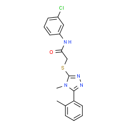 ChemSpider 2D Image | N-(3-Chlorophenyl)-2-{[4-methyl-5-(2-methylphenyl)-4H-1,2,4-triazol-3-yl]sulfanyl}acetamide | C18H17ClN4OS