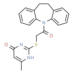 ChemSpider 2D Image | 2-{[2-(10,11-Dihydro-5H-dibenzo[b,f]azepin-5-yl)-2-oxoethyl]sulfanyl}-6-methyl-4(1H)-pyrimidinone | C21H19N3O2S
