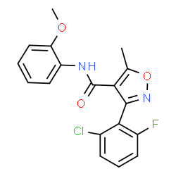 ChemSpider 2D Image | 3-(2-Chloro-6-fluorophenyl)-N-(2-methoxyphenyl)-5-methyl-1,2-oxazole-4-carboxamide | C18H14ClFN2O3