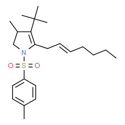 ChemSpider 2D Image | 5-[(2E)-2-Hepten-1-yl]-3-methyl-1-[(4-methylphenyl)sulfonyl]-4-(2-methyl-2-propanyl)-2,3-dihydro-1H-pyrrole | C23H35NO2S