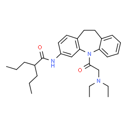 ChemSpider 2D Image | N-[5-(N,N-Diethylglycyl)-10,11-dihydro-5H-dibenzo[b,f]azepin-3-yl]-2-propylpentanamide | C28H39N3O2