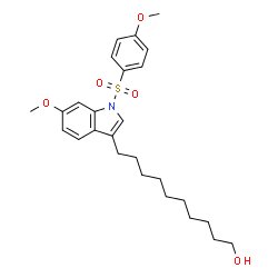 ChemSpider 2D Image | 10-{6-Methoxy-1-[(4-methoxyphenyl)sulfonyl]-1H-indol-3-yl}-1-decanol | C26H35NO5S