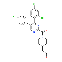 ChemSpider 2D Image | [5-(4-Chlorophenyl)-4-(2,4-dichlorophenyl)-2-pyrimidinyl][4-(2-hydroxyethyl)-1-piperidinyl]methanone | C24H22Cl3N3O2