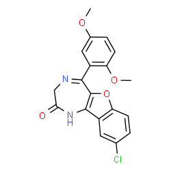 ChemSpider 2D Image | 9-Chloro-5-(2,5-dimethoxyphenyl)-1,3-dihydro-2H-[1]benzofuro[3,2-e][1,4]diazepin-2-one | C19H15ClN2O4