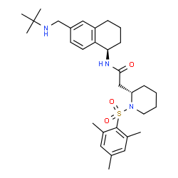 ChemSpider 2D Image | 2-[(2S)-1-(Mesitylsulfonyl)-2-piperidinyl]-N-[(1R)-6-{[(2-methyl-2-propanyl)amino]methyl}-1,2,3,4-tetrahydro-1-naphthalenyl]acetamide | C31H45N3O3S