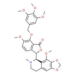 ChemSpider 2D Image | (3S)-6-Methoxy-3-[(5R)-4-methoxy-6-methyl-5,6,7,8-tetrahydro[1,3]dioxolo[4,5-g]isoquinolin-5-yl]-7-[(3,4,5-trimethoxybenzyl)oxy]-2-benzofuran-1(3H)-one | C31H33NO10