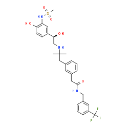 ChemSpider 2D Image | 2-[3-(2-{[(2R)-2-Hydroxy-2-{4-hydroxy-3-[(methylsulfonyl)amino]phenyl}ethyl]amino}-2-methylpropyl)phenyl]-N-[3-(trifluoromethyl)benzyl]acetamide | C29H34F3N3O5S